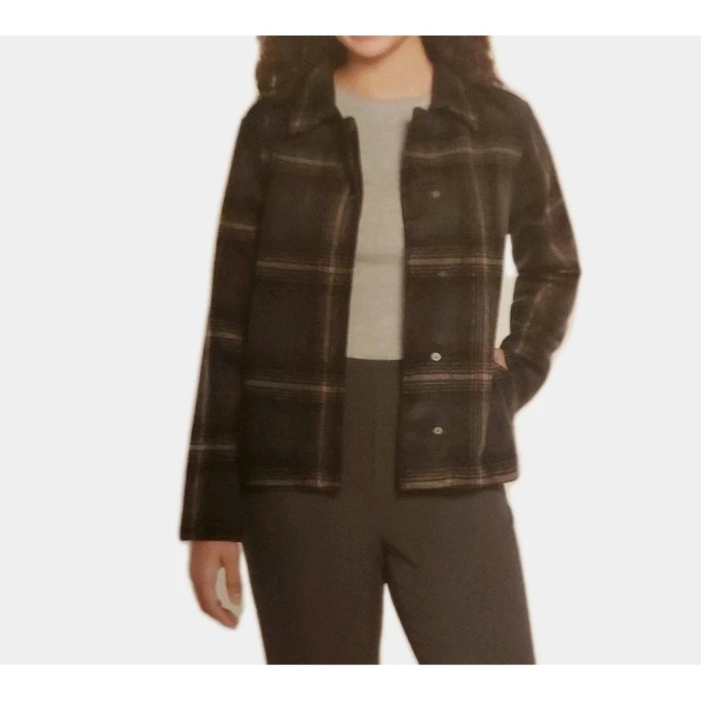 Banana Republic Ladies' Snap Front Jacket Lightweight Plaid Gray Size Medium NWT